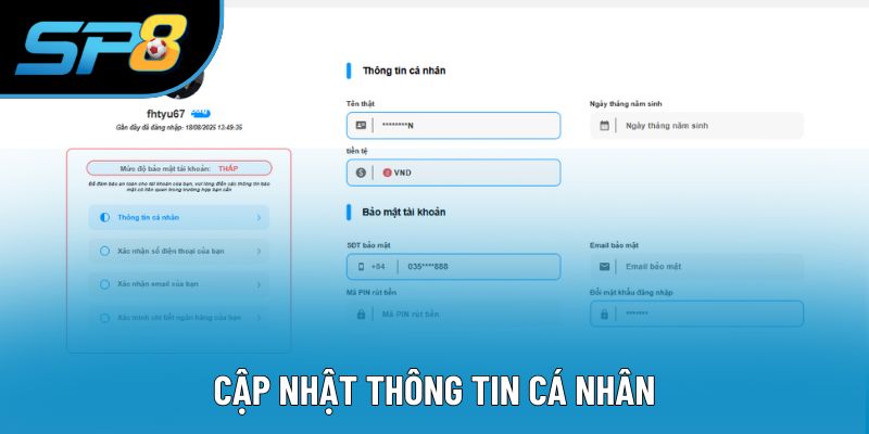 Cập nhật thông tin cá nhân theo yêu cầu