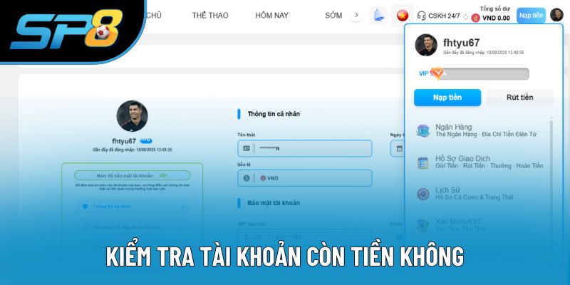 Kiểm tra số dư trong tài khoản game