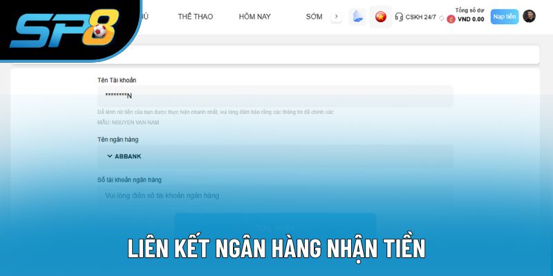 Liên kết ngân hàng rút tiền SP8